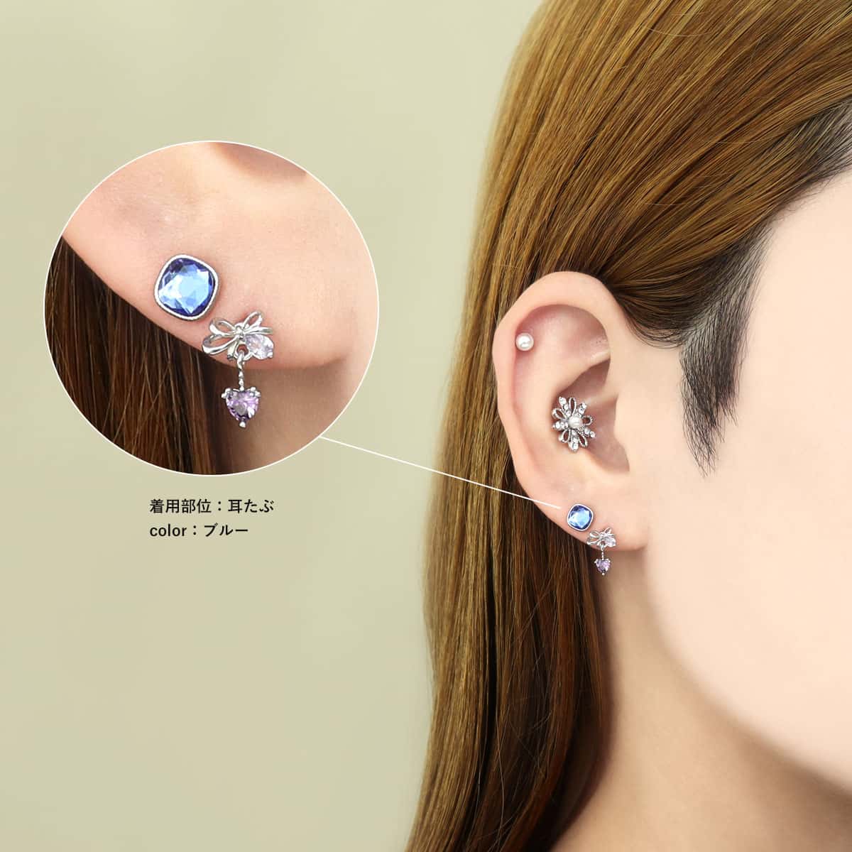 ROQUE（ロキ） ボディピアス 16G シグナルカラー スクエア ジュエル