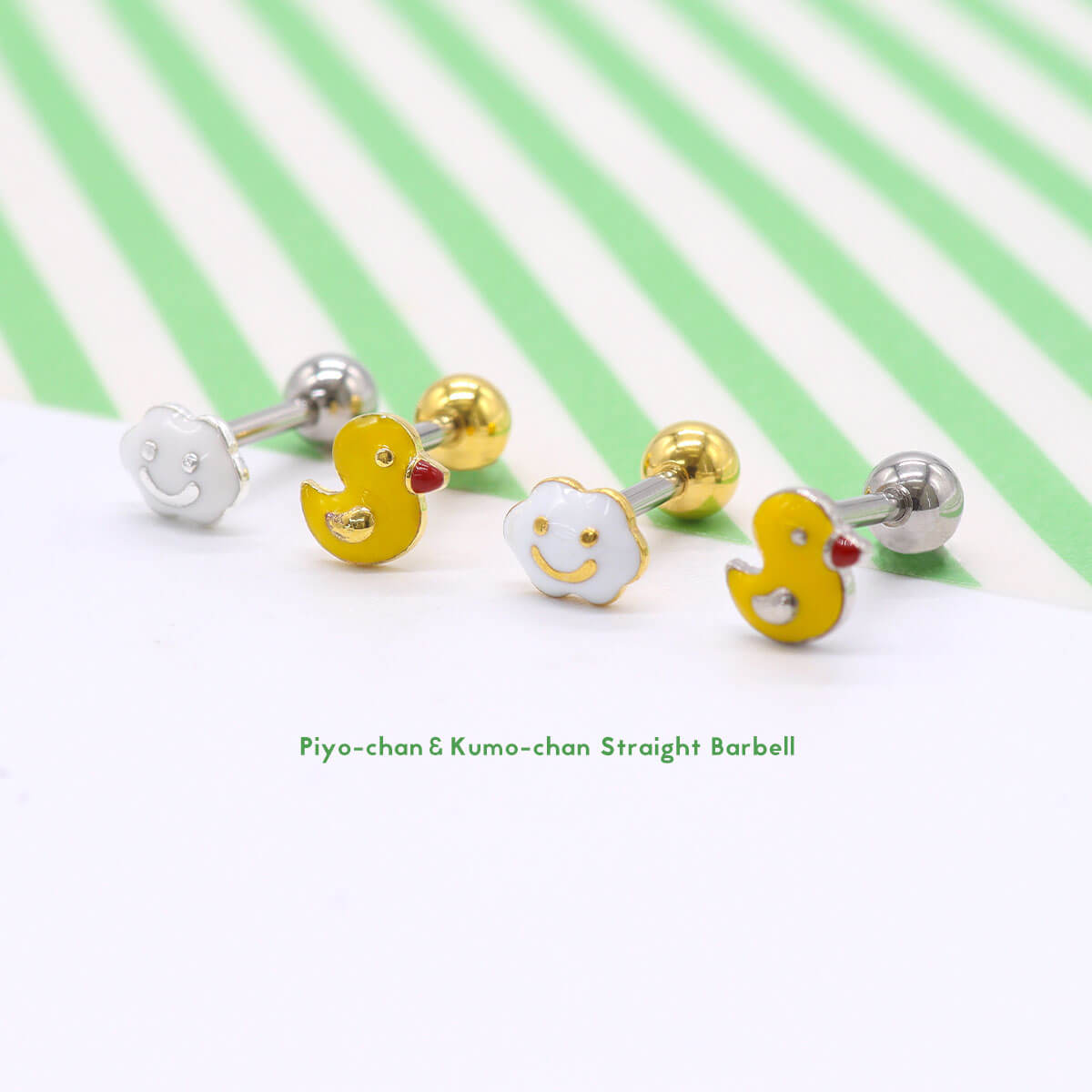 ROQUE（ロキ） ボディピアス 16G ぴよちゃん＆くもちゃん ストレート