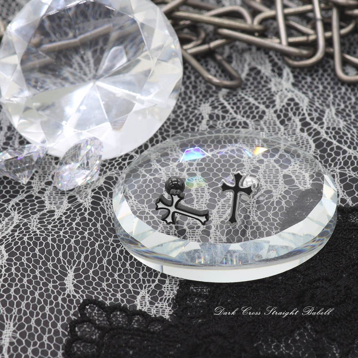 ROQUE（ロキ） ボディピアス 16G ダーク クロス ストレートバーベル(1