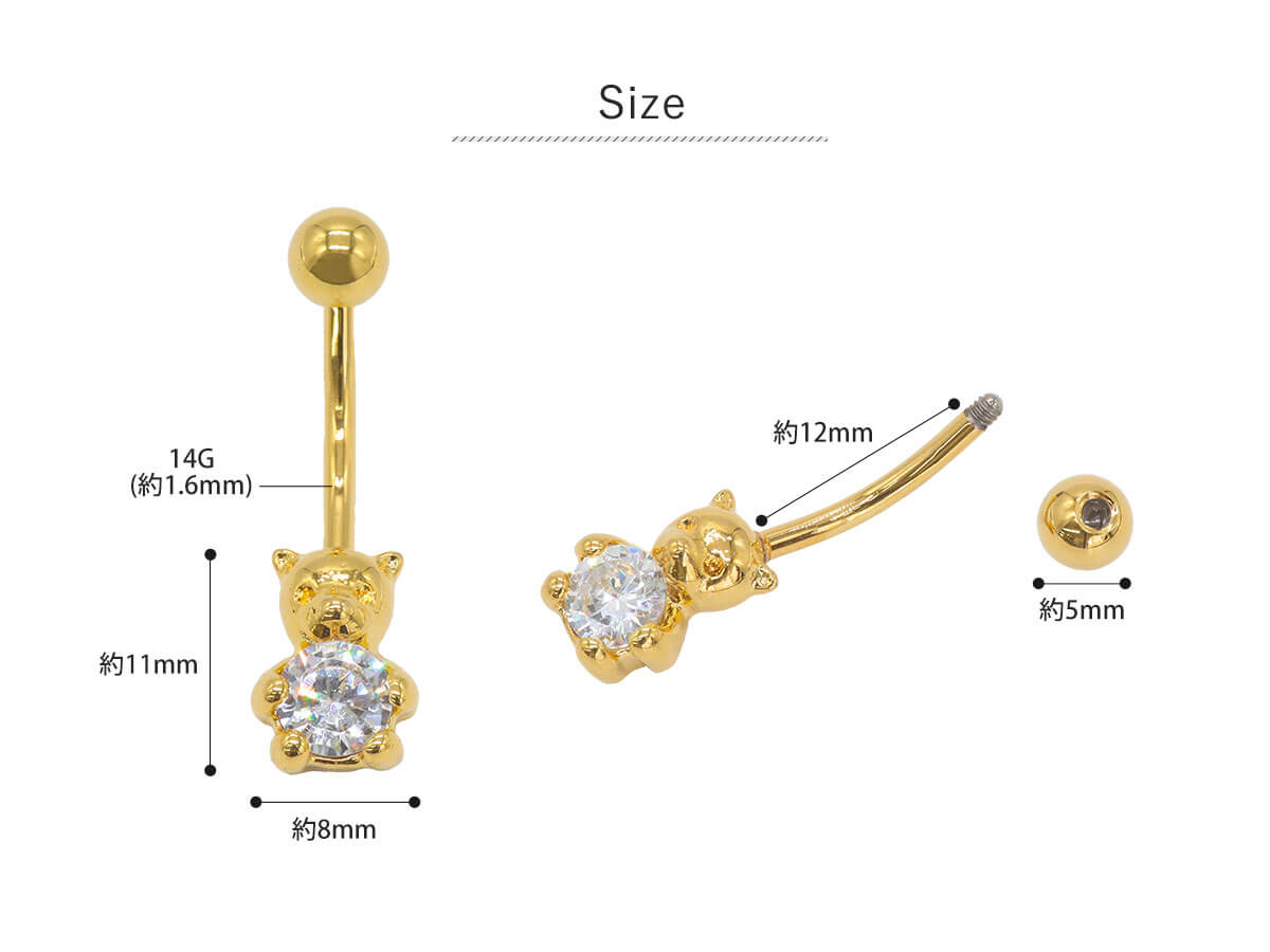 くまき.*・゜様　　ボディピアス　22点 925 Silver]キュービック ハート ベア くま ピアス 19G ボディ