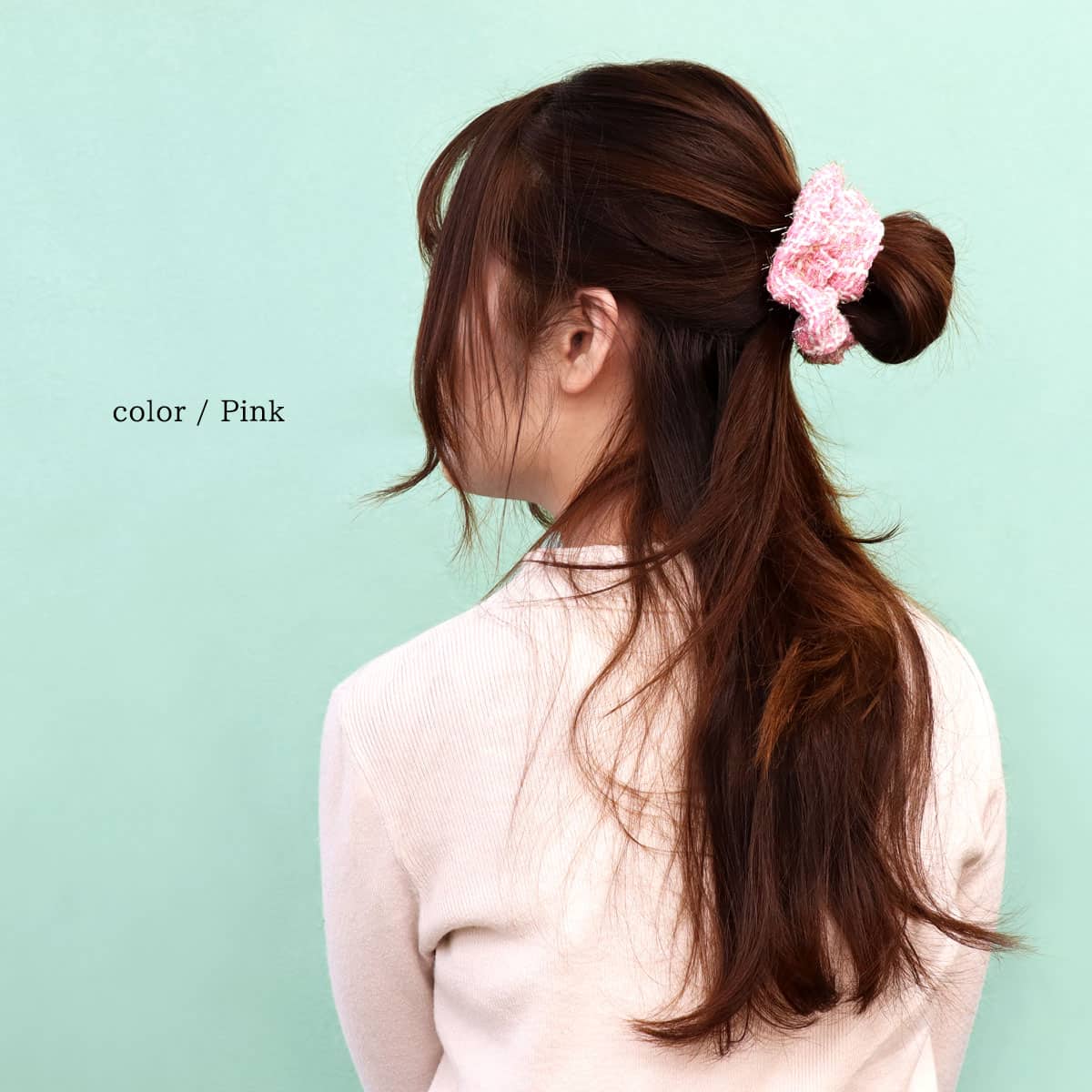 ROQUE（ロキ） ツイード シュシュ ヘアゴム ヘアアクセサリー(1個売り