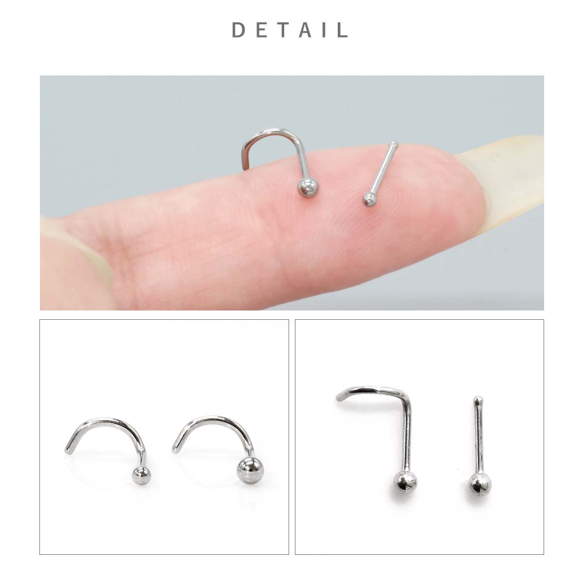 ROQUE（ロキ） 鼻ピアス 20G ボディピアス 定番シンプルボールトップ