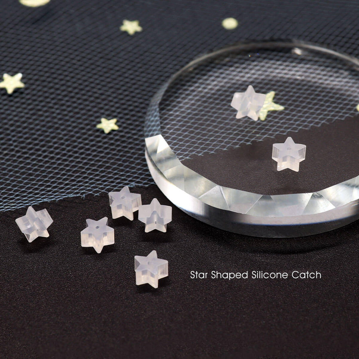 軟骨ピアス 軟骨用 耳たぶ 耳用 シリコンキャッチ 星 スター ワンポイント 金属アレルギー対応 樹脂 留め具 5個 セット 予備用 ストック キャッチ レディース 女性