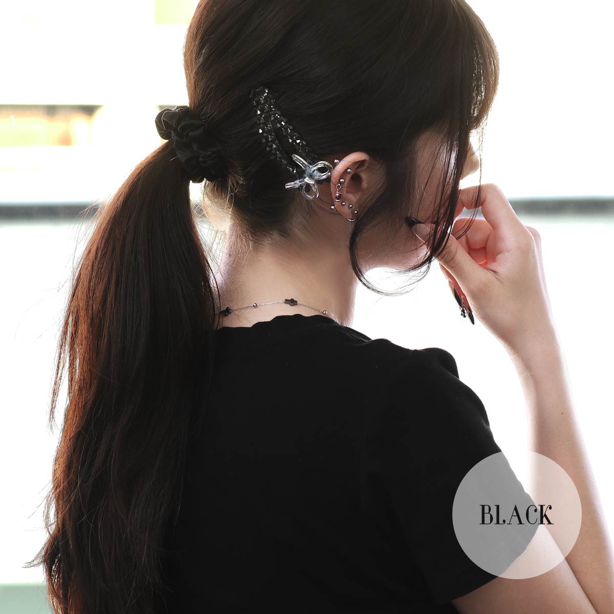 ROQUE アクリルビーズ×リボン ヘアピン パッチンピン ヘア