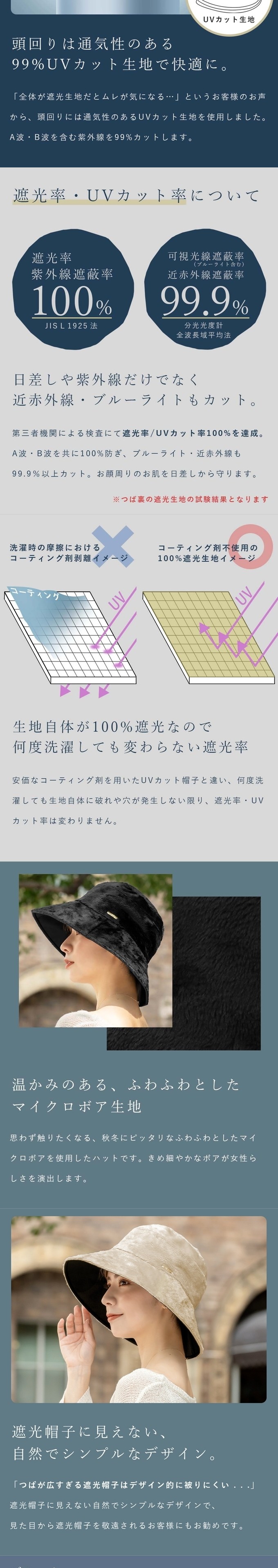 ロサブラン ハット レディース uv 帽子 秋冬 完全遮光 100