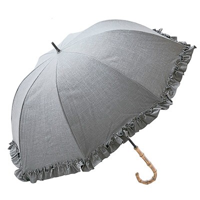 日傘 完全遮光 長傘 フリル uv 100％ 晴雨兼用 1級遮光 遮熱 涼しい おしゃれ 軽量 シングル ミドル 55cm ダンガリー ロサブラン｜roseblanc｜02