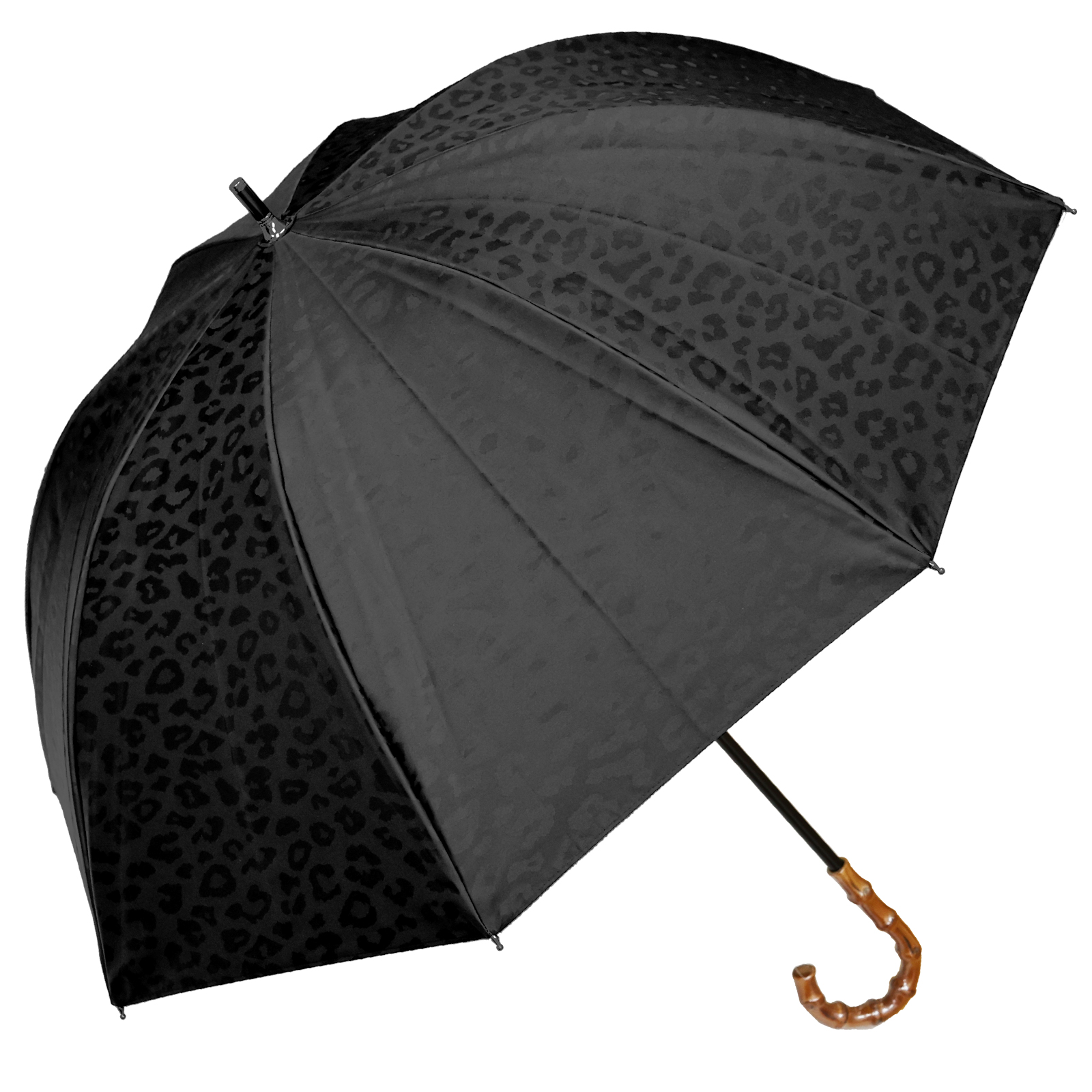 日傘 完全遮光 長傘 uv 晴雨兼用 1級遮光 遮熱 涼しい おしゃれ 完全遮光 軽量 レオパード ミドル 55cm ロサブラン｜roseblanc｜02