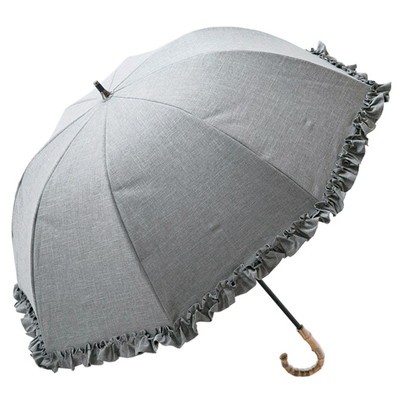 日傘 完全遮光 長傘 フリル uv 100％ 晴雨兼用 1級遮光 遮熱 涼しい おしゃれ 軽量 シングル ショート ダンガリー 50cm｜roseblanc｜02