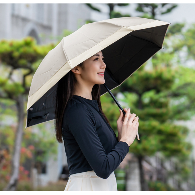 日傘 完全遮光 折りたたみ uv 晴雨兼用 軽量 1級遮光 涼しい おしゃれ 3段 遮熱 折りたたみ傘 遮光 コンビ 50cm (傘袋付)