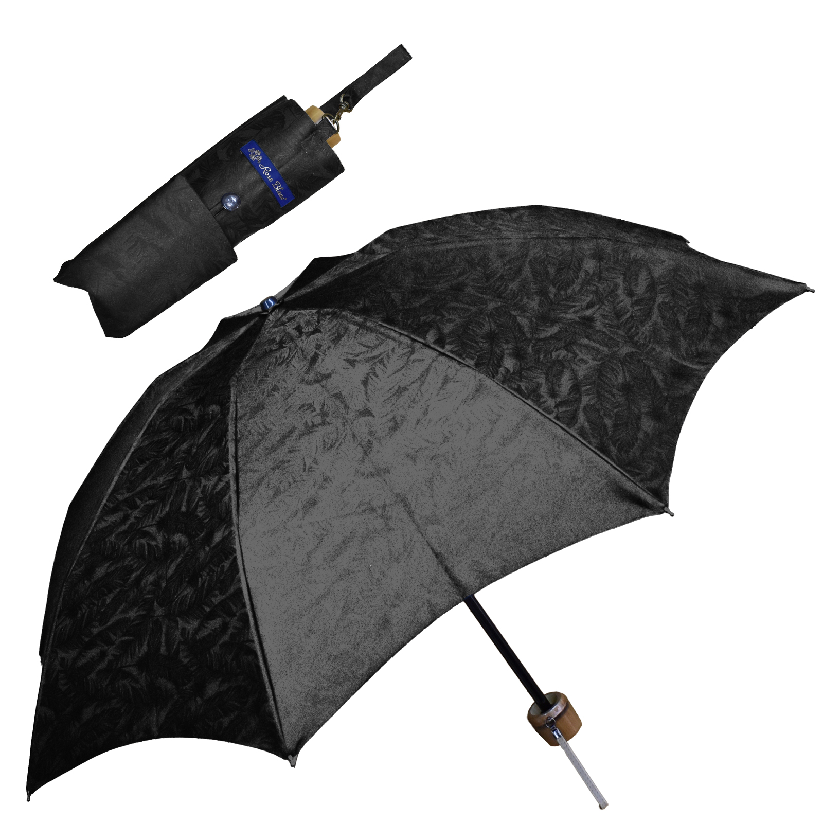 日傘 完全遮光 折りたたみ uv 軽量 晴雨兼用 3段 折りたたみ傘 遮光 100% 1級遮光 遮熱 涼しい おしゃれ プレーン フェザー 50cm｜roseblanc｜02