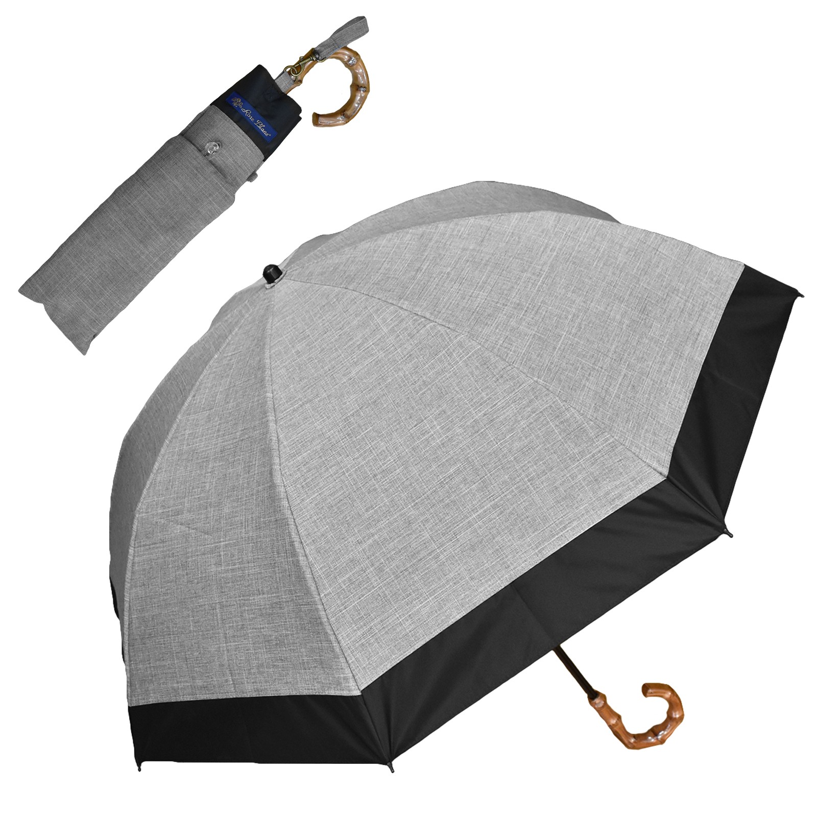 日傘 完全遮光 折りたたみ uv 晴雨兼用 軽量 2段 折りたたみ傘 遮光 100％ 涼しい おしゃれ コンビ 50cm ダンガリー｜roseblanc｜02