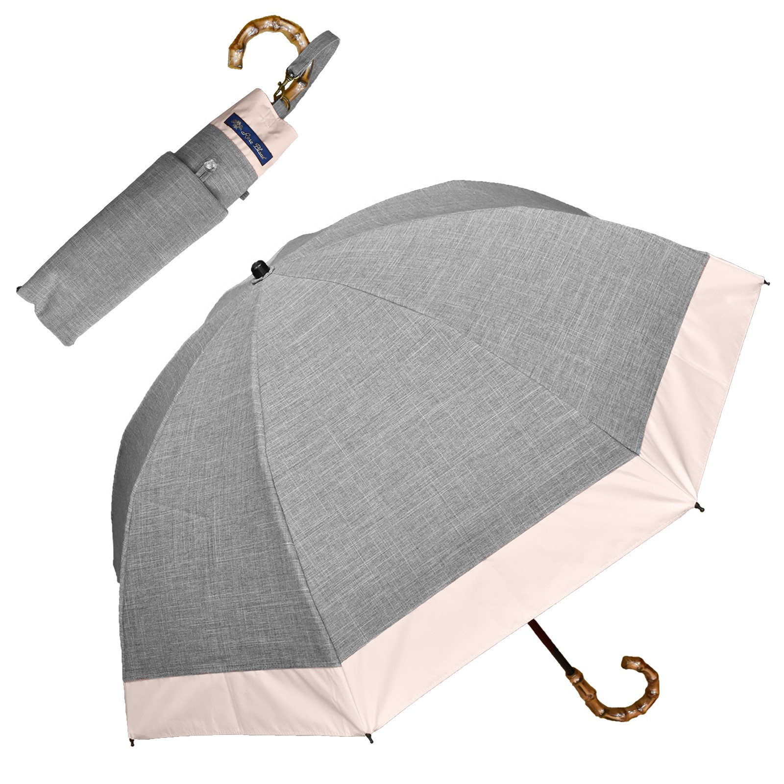 日傘 完全遮光 折りたたみ uv 晴雨兼用 軽量 2段 折りたたみ傘 遮光 100％ 涼しい おしゃれ コンビ 50cm ダンガリー｜roseblanc｜03