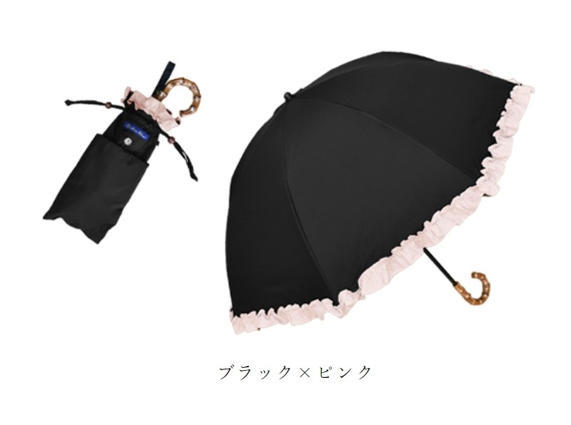 日傘 完全遮光 折りたたみ フリル uv 晴雨兼用 軽量 2段 折りたたみ傘 遮光 100% 遮熱 ...