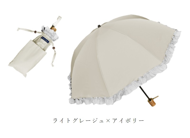 日傘 レディース 折りたたみ 完全遮光 晴雨兼用 軽量 2段 折りたたみ傘 遮光100% 遮熱 涼しい おしゃれ シングル フリル