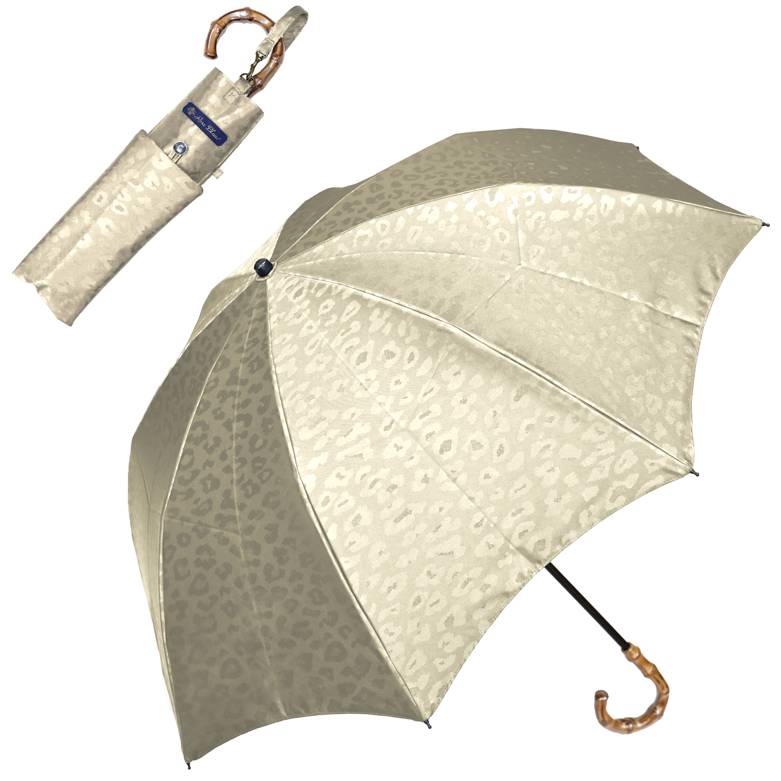 日傘 完全遮光 折りたたみ uv 晴雨兼用 軽量 涼しい おしゃれ 2段 遮熱 折りたたみ傘 遮光 100% レオパード 50cm (傘袋付)｜roseblanc｜04