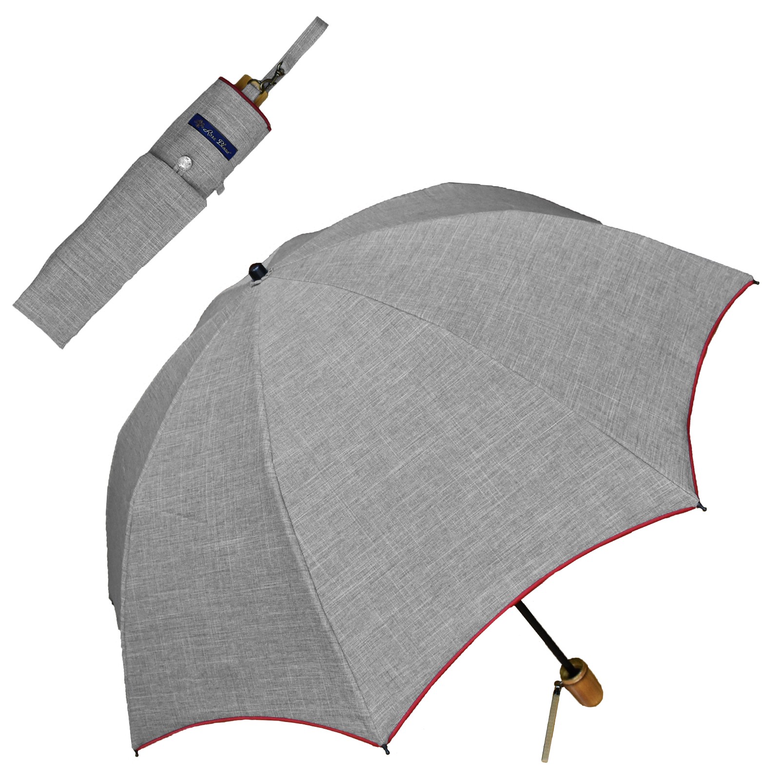 日傘 レディース 折りたたみ 完全遮光 晴雨兼用 軽量 2段 折りたたみ傘 遮光100％ UVカット 涼しい プレーン 50cm ダンガリー｜roseblanc｜02