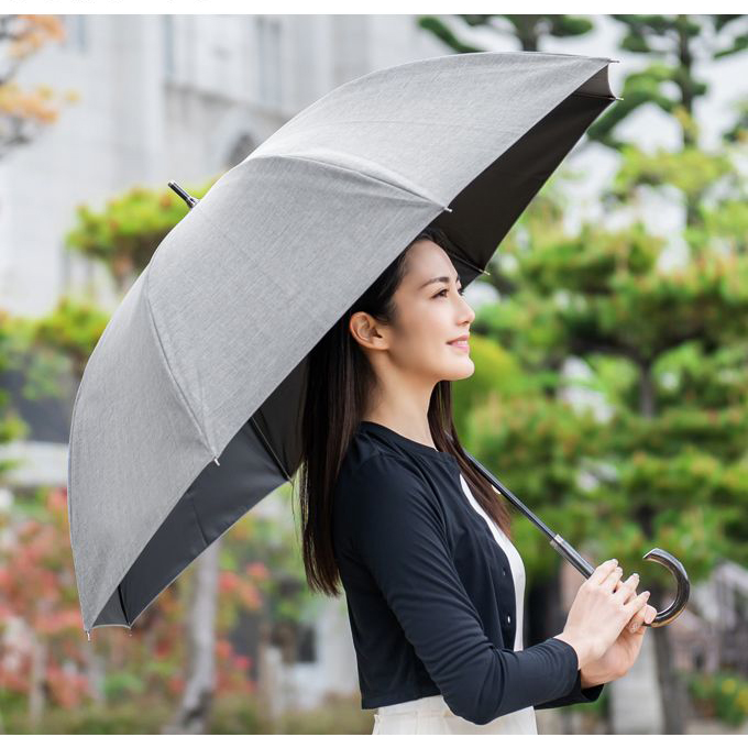 日傘 メンズ 晴雨兼用 長傘 完全遮光 uv 100％ 遮熱 涼しい 軽量 65cm プレーン ダンガリー ロサブラン｜roseblanc｜02