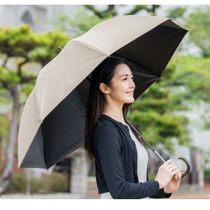 日傘 男子 完全遮光 100％ 晴雨兼用 長傘 遮熱 UVカット 涼しい 65cm プレーン ステッチ ロサブラン｜roseblanc｜02