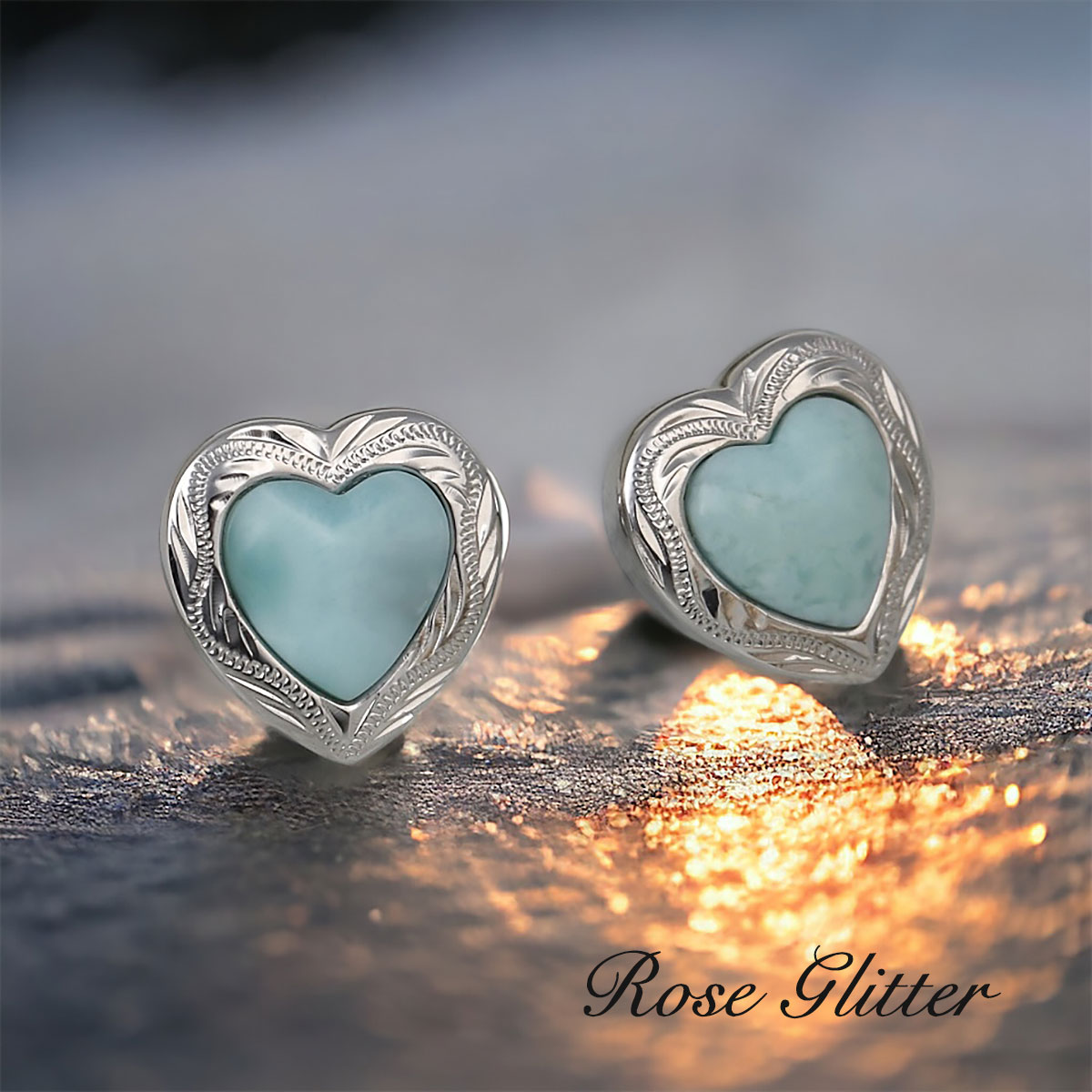 ハワイアンジュエリー ピアス ハート ラリマーストーン 天然 ハート