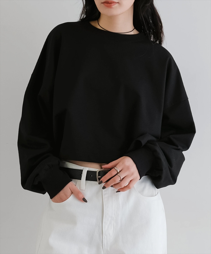 トップス 長袖 カットソー ショート丈tシャツ 薄手 レディース きれいめ フィ スウェット ショート丈 長袖 Tシャツ レディース ロンT 長袖Tシャツ