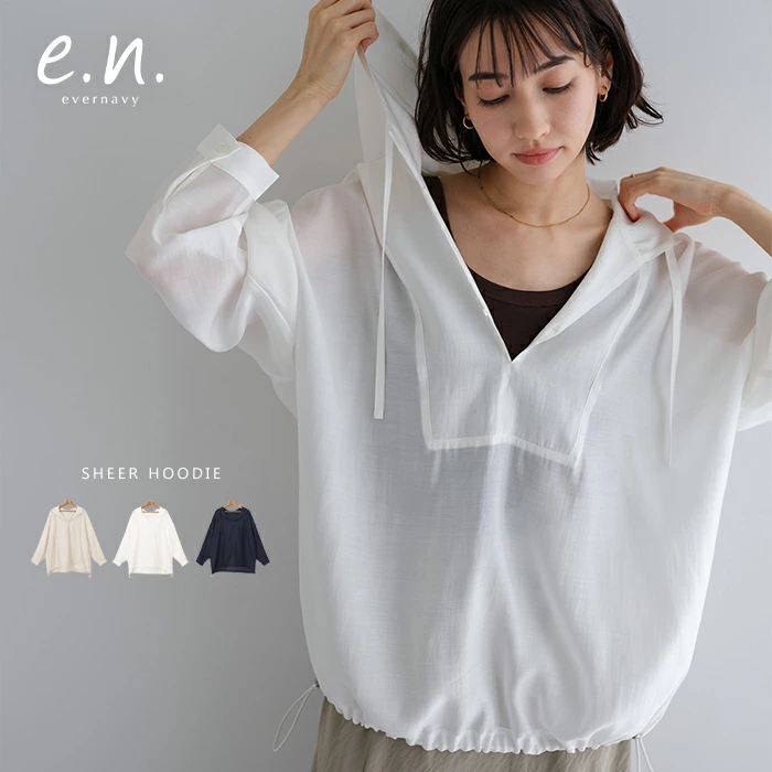 evernavy エバーネイビー シアー アノラック シャツ レディース シアー