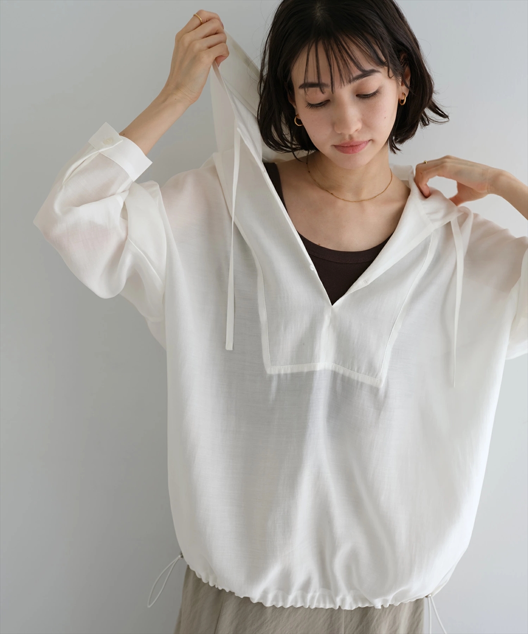 evernavy エバーネイビー シアー アノラック シャツ レディース シアー