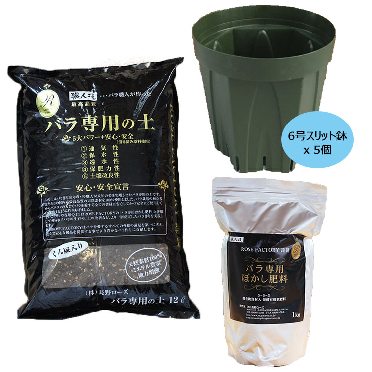 6号スリット鉢 (18センチ) 5鉢セット (あすつく対象) : バラ専門