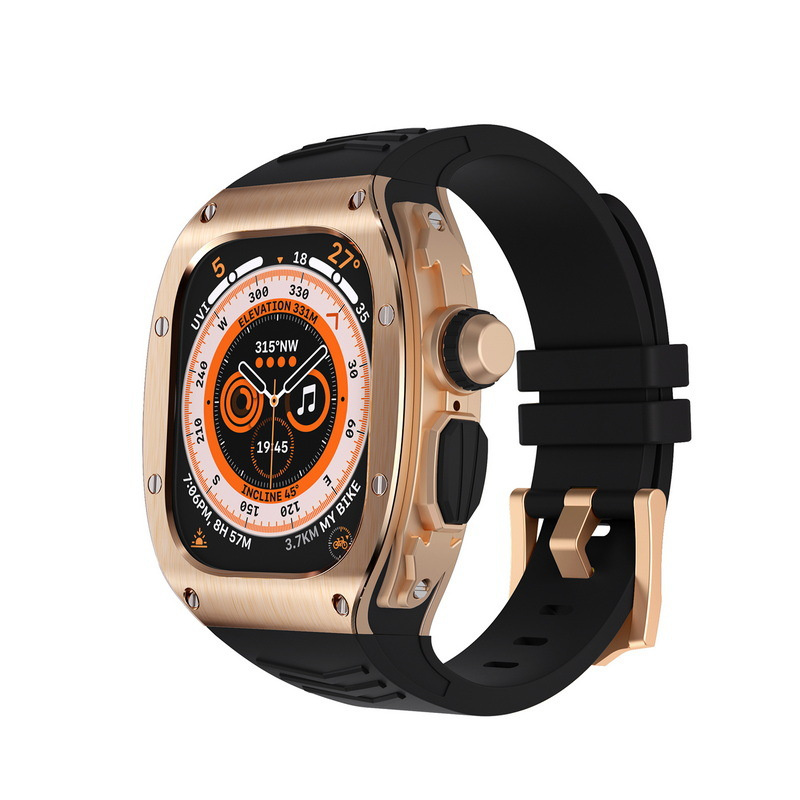 49mm apple watch ultra ステンレス メタルカスタムラバー 100％の保証