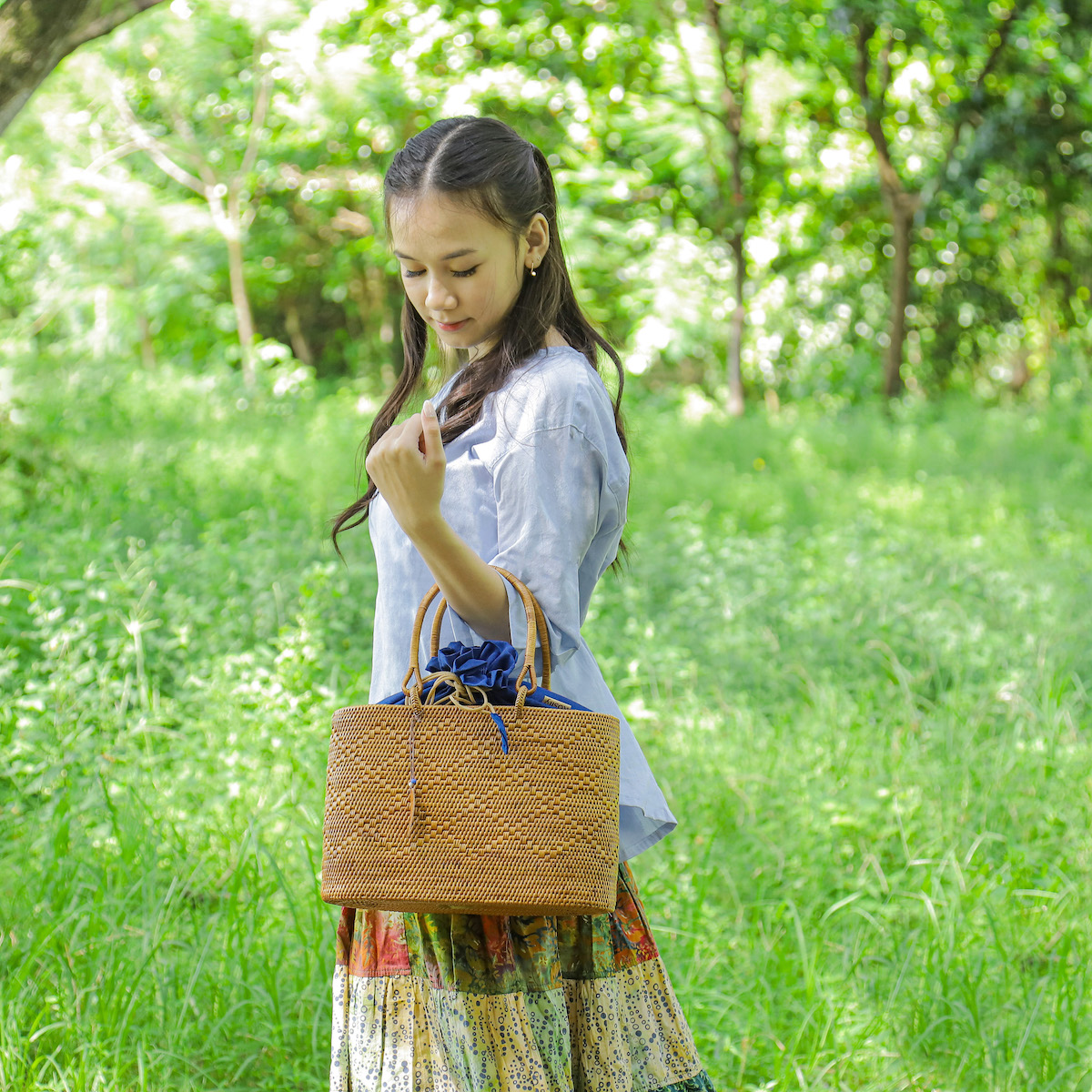 【美品】最高級アタバック かごバッグ バリ島 手作り rosily_nab695b