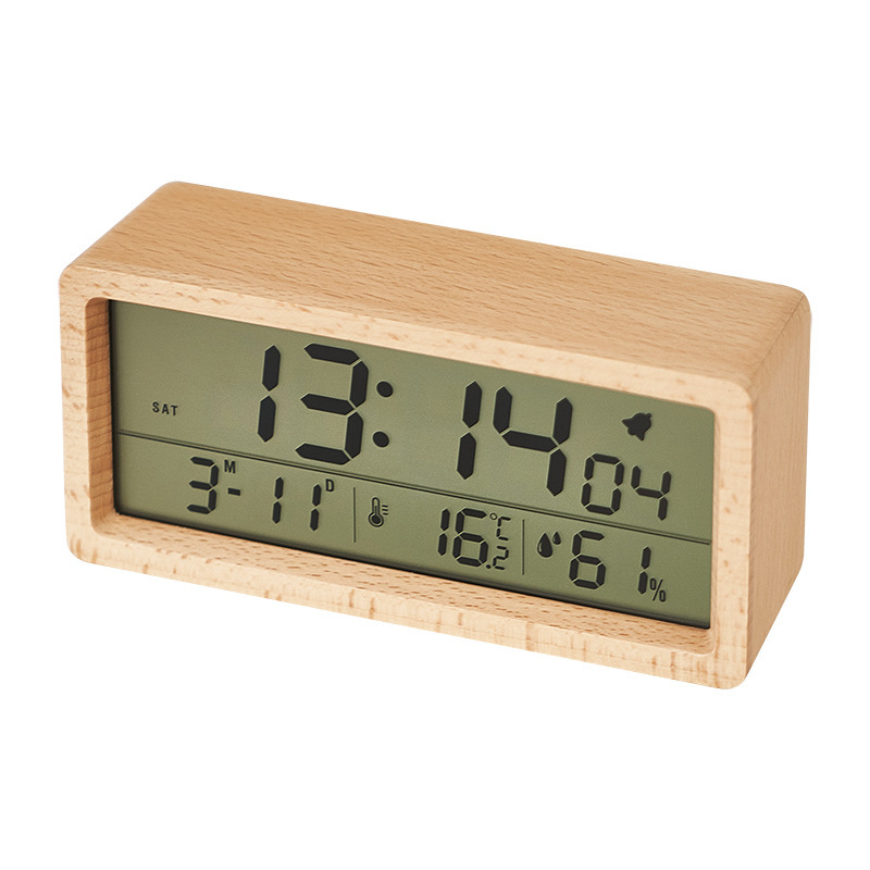 置き時計 おしゃれ 北欧 木製 デジタル 温度計 湿度計 目覚まし時計 リビング 置時計 おすすめ  人気  母の日  部屋装飾  2024最新型｜rosshop｜02