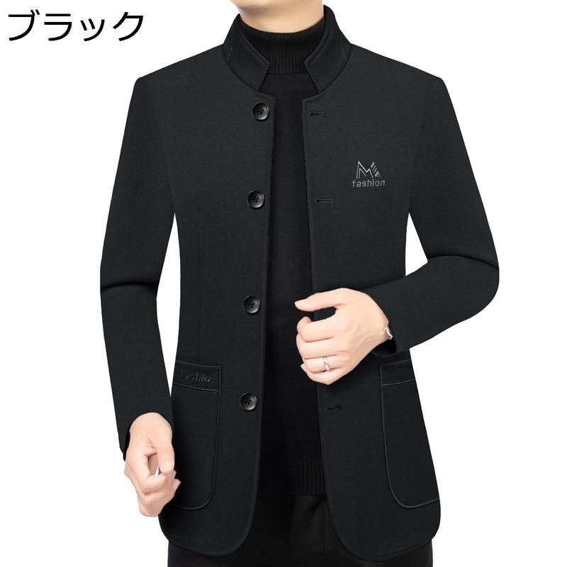テーラードジャケット メンズ ビジネス スーツジャケット 立ち襟 中綿 ショート丈 春秋冬 チェスターコート ラシャ 防寒防風 ブレザー_2