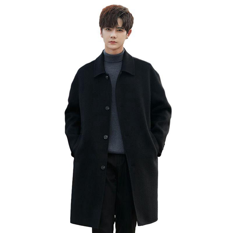 チェスターコート メンズ ウール100% トレンチコート 折り襟 シングル