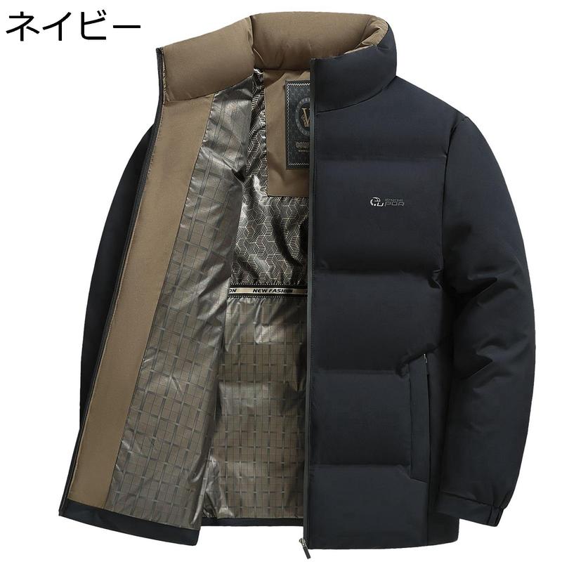 中綿入れコート メンズ 中綿ジャケット 中年向け 防寒 ウィンタージャケット 厚い 綿服 極暖 真冬対応 立て襟 ストリート アウトドア_3
