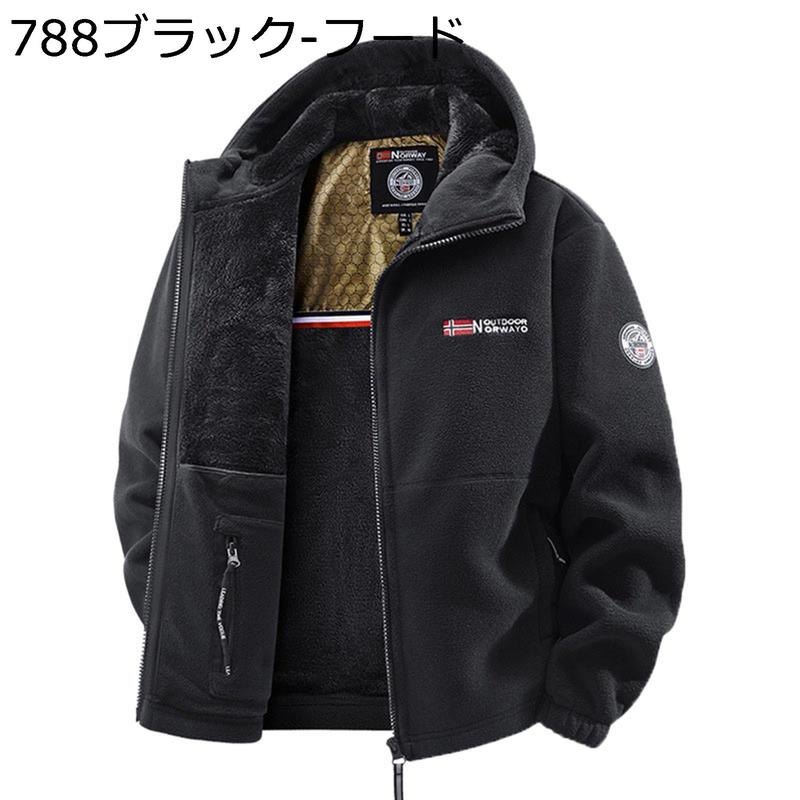 メンズ ボアジャケット カーゴジャケット フリース フード付き 暖かい
