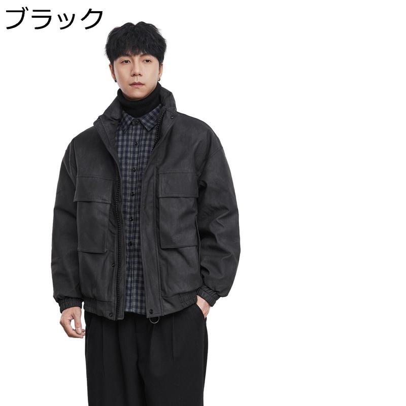 ダウンジャケット メンズ 厚手 冬 PUレザー 革ジャン 90ダウン 防風 保温 防寒アウター 冬物 ゆったり ブルゾン かっこいい 通勤_1