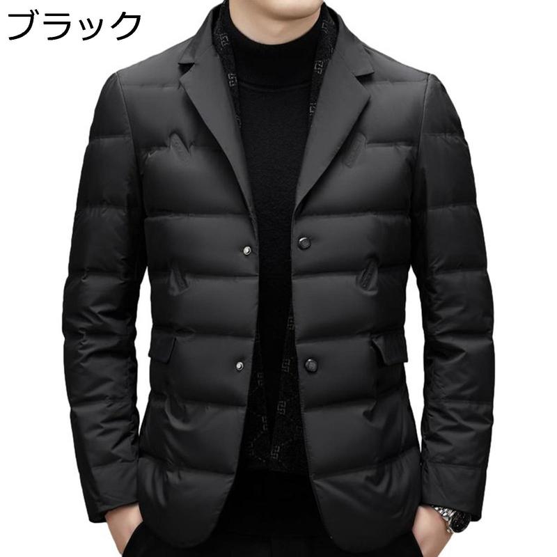 秋冬 メンズ ダウンジャケット テーラードカラー スーツジャケット 厚手 防寒着 アウター シンプル 保温 暖か 軽量 ビジネス 普段使い_1