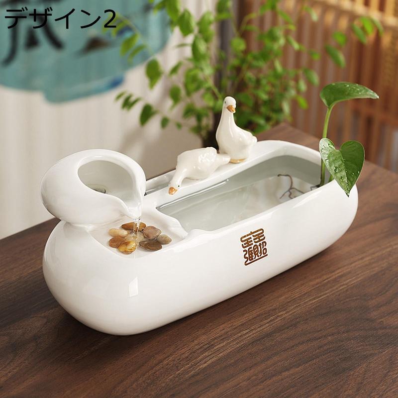 卓上噴水 室内噴水 デスクトップの装飾 セラミック製 加湿器 風水