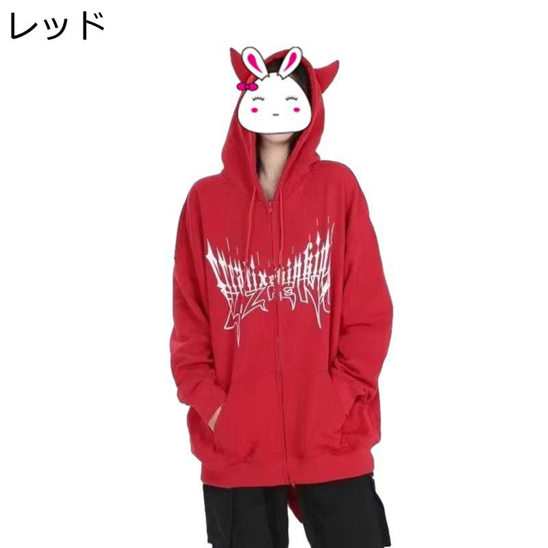 かる ブラック フード付きパーカー coperni ツノ　角　耳 原宿系 パーカー メンズ レディース 悪魔 角 耳付き フード付き 地雷系