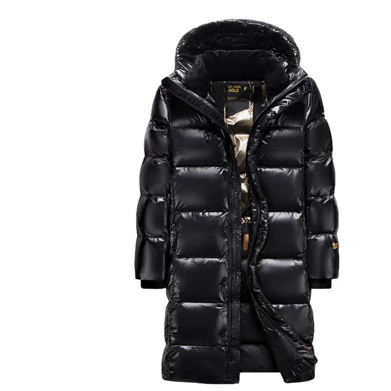 新品　カッコいい　エナメル　光沢　ブラック　ロング　ダウン　ユニセックス エナメル ロングダウンコート 光沢感 メンズ ダウンジャケット 防水