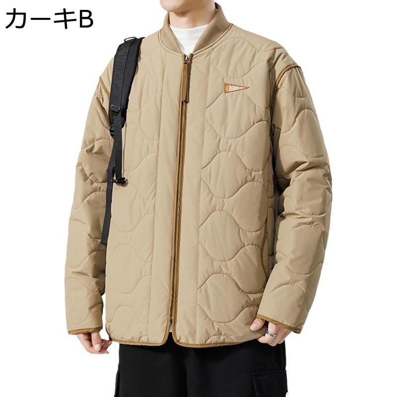 キルティングジャケット メンズ 中綿ジャケット 薄中綿 ノーカラー 軽量 薄手 保温 防風 型崩れしにくい ショート丈 快適 秋冬 登山_3