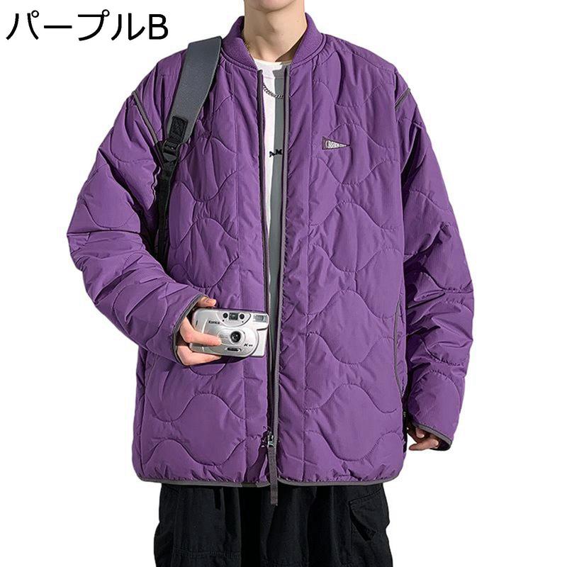 キルティングジャケット メンズ 中綿ジャケット 薄中綿 ノーカラー 軽量 薄手 保温 防風 型崩れしにくい ショート丈 快適 秋冬 登山_2
