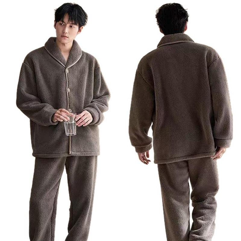 モコモコルームウェア メンズ パジャマ セットアップ 秋冬服 厚手
