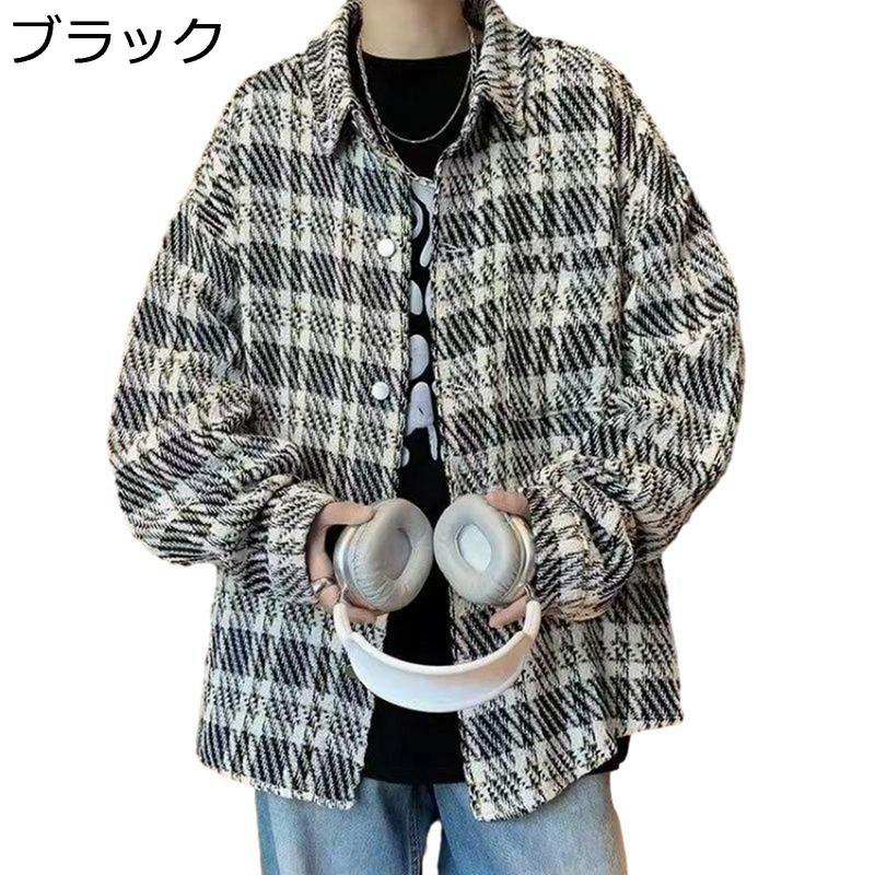 M-8XL チェックシャツ メンズ シャツジャケット チェック柄 ヘビーウェイト ヴィンテージ アメカジ 厚手 カジュアル 通年 折り襟の画像
