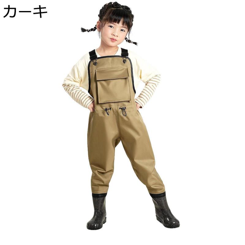 ウェーダー 子供用 チェストハイウェーダー 男の子 女の子 長靴 胸ポケット 滑り防止 胴長 キッズ 防水ズボン 完全防水 簡単脱着 丈夫