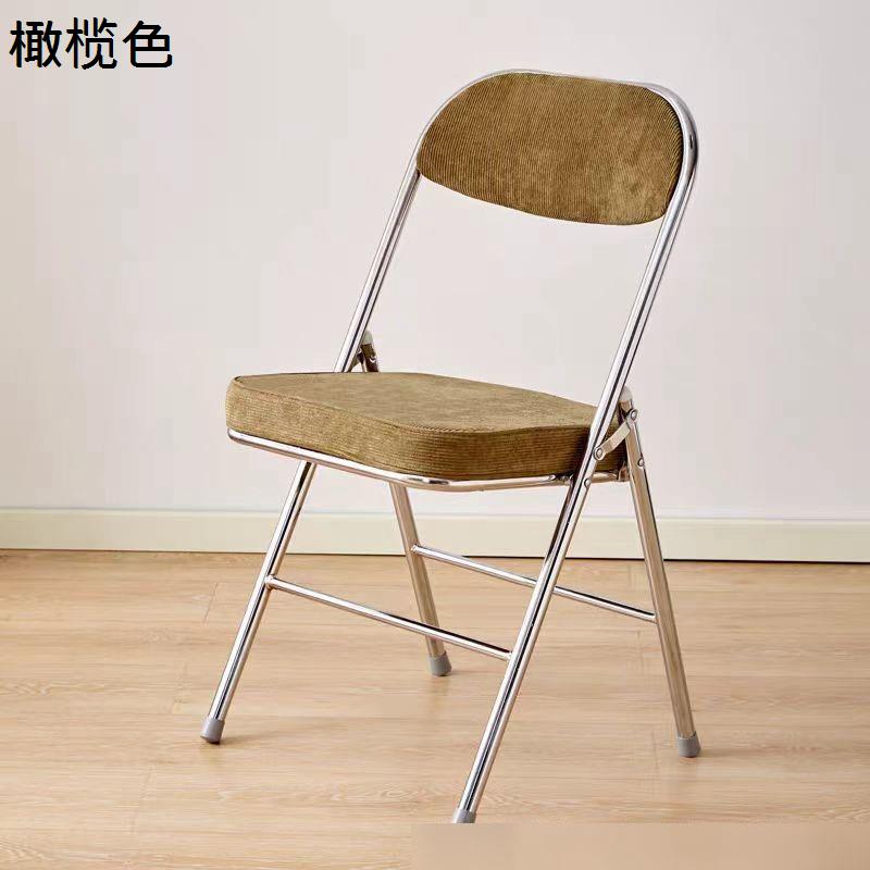 折りたたみ椅子 パイプ椅子 厚手 折りたたみ式チェア 2脚セット コーデュロイ 補強背もたれあり 組立不要 スケルトン 収納便利 頑丈_2