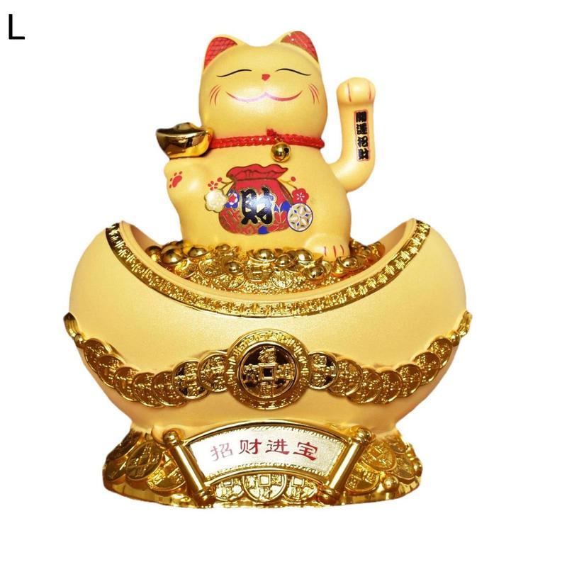 招き猫 置物 金を招く 左手上げ 金運大来福 お店 陶器+樹脂製 店飾り 開店祝い商売繁盛 千客万来 レストラン 開店祝い プレゼント 金