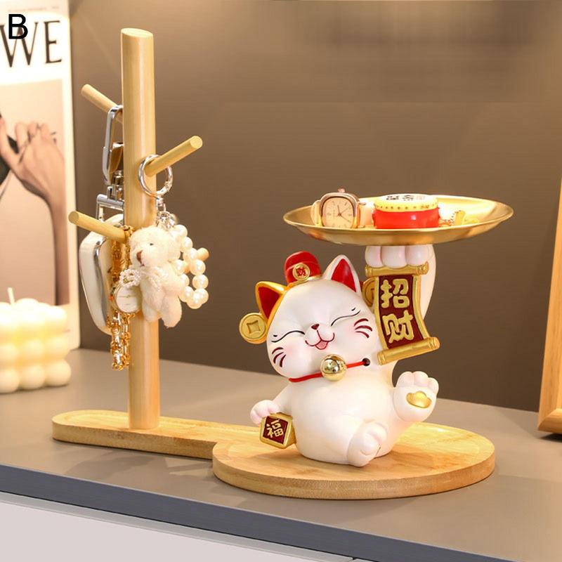 ネコ 鍵置き 招き猫 玄関 アクセサリースタンド キーホルダー 置き物