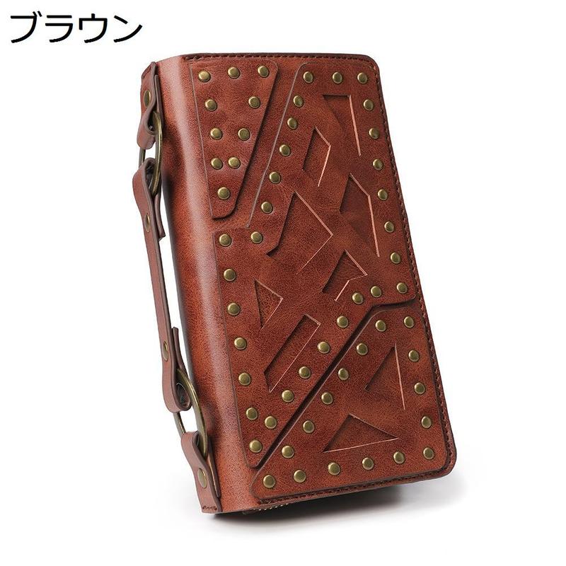 長財布 PUレザー 大容量 メンズ レディース ダブルジップ 立体ギア