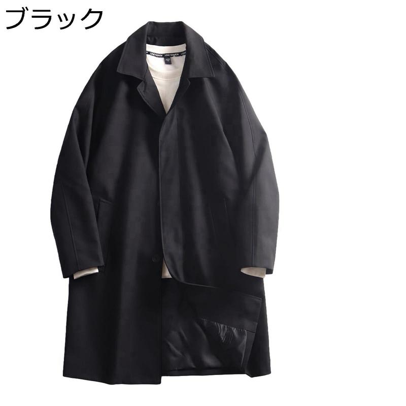 トレンチコート メンズ ひざ丈 スプリングコート 春 ゆったり 折り襟 オーバーサイズ 無地 ロングコート 着痩せ 薄手 軽量 防風 通勤_1