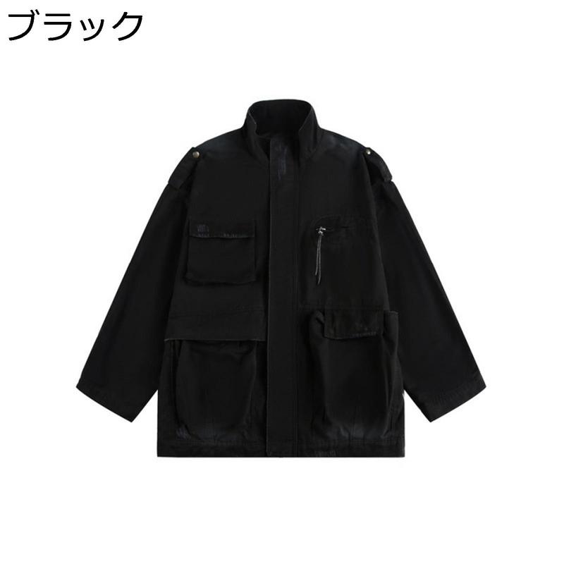 トレンチコート メンズ モッズコート ミリタリー ミドル丈 ゆったり 立ち襟 男女兼用 スプリングコート 春服 マルチポケット 着痩せ_2